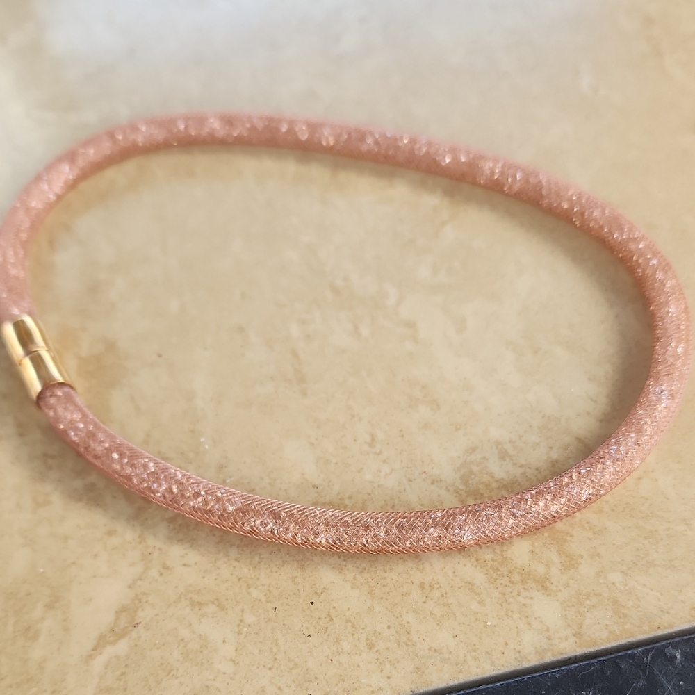 Swarovski Stardust Pink Double Wrap Crystal Mesh Bracelet - Picture 4 of 9